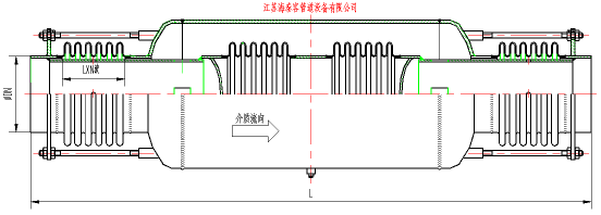 PP旁通直管压力平衡型膨胀节结构